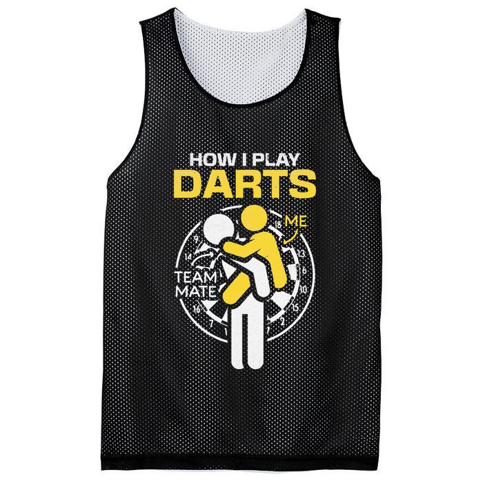 How I Play Darts Funny Darts Player Mesh Reversible Basketball Jersey Tank
