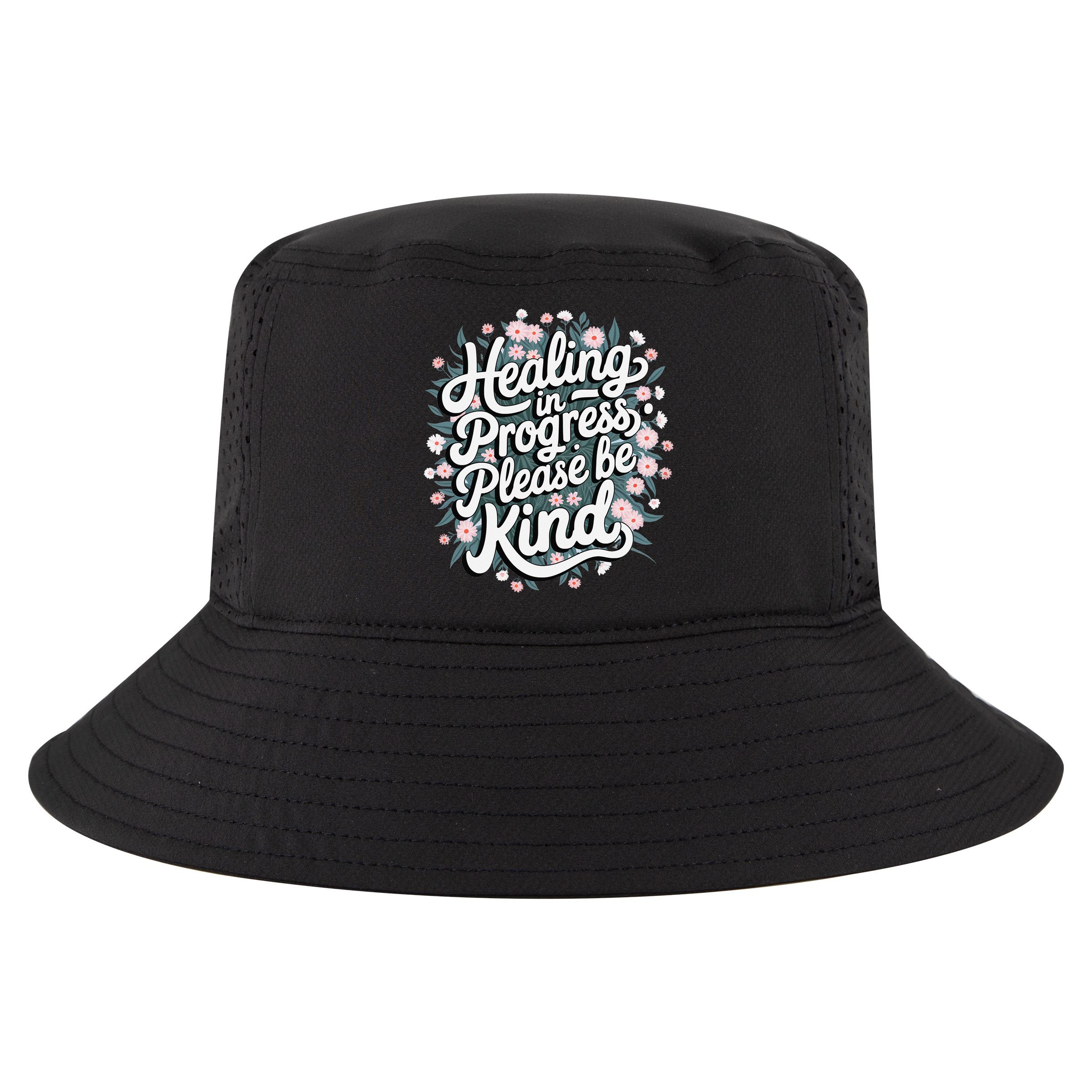 Healing In Progress Please Be Kind Floral Positive Cool Comfort Performance Bucket Hat