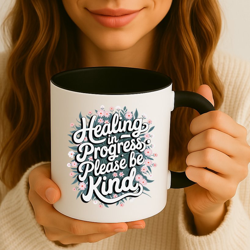 Healing In Progress Please Be Kind Floral Positive Mug