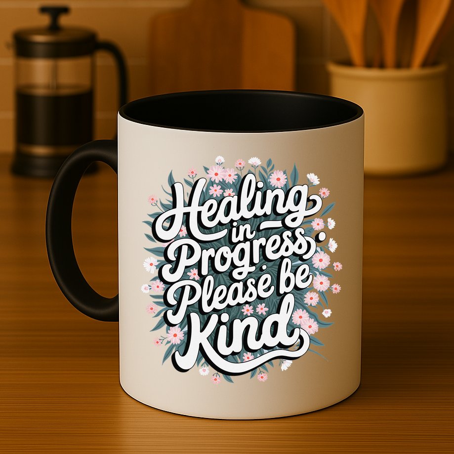 Healing In Progress Please Be Kind Floral Positive Mug