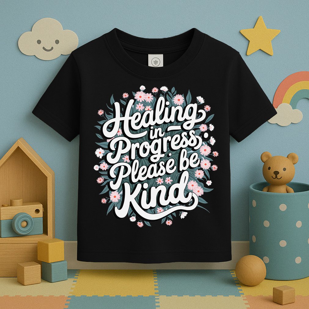 Healing In Progress Please Be Kind Floral Positive Toddler T-Shirt