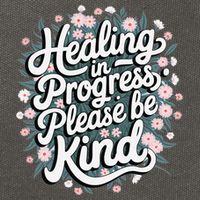 Healing In Progress Please Be Kind Floral Positive Cotton Canvas Backpack