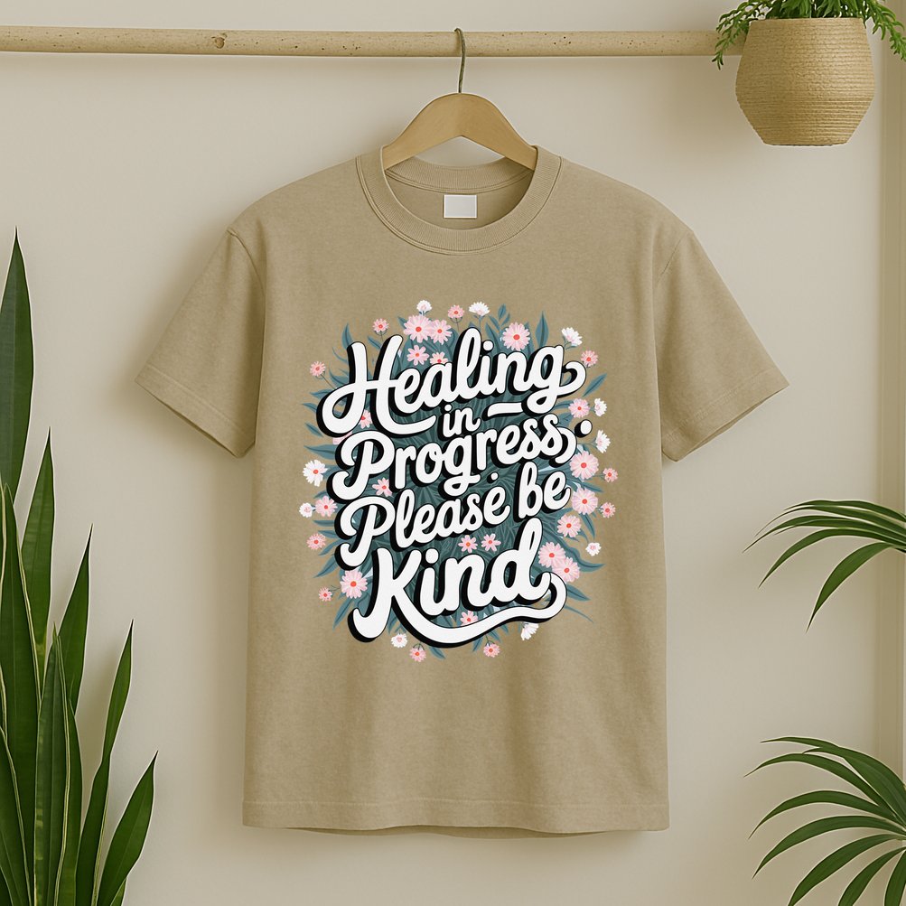 Healing In Progress Please Be Kind Floral Positive T-Shirt