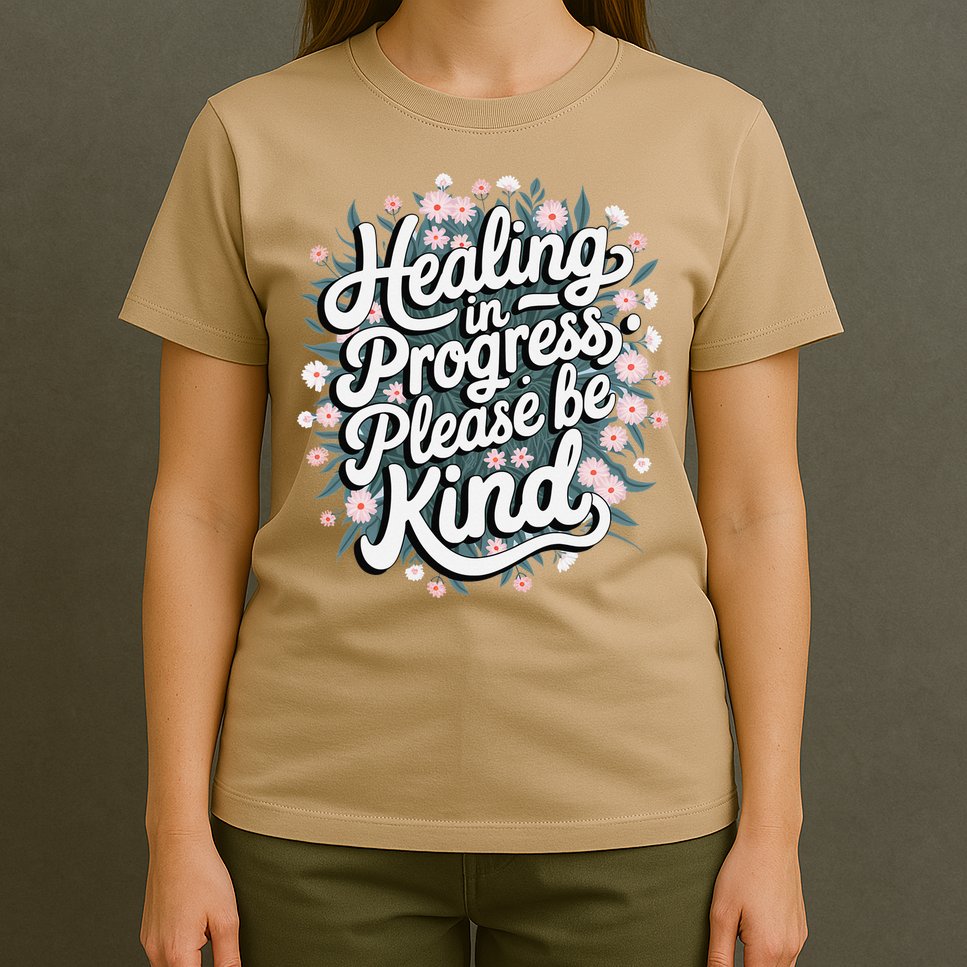 Healing In Progress Please Be Kind Floral Positive T-Shirt