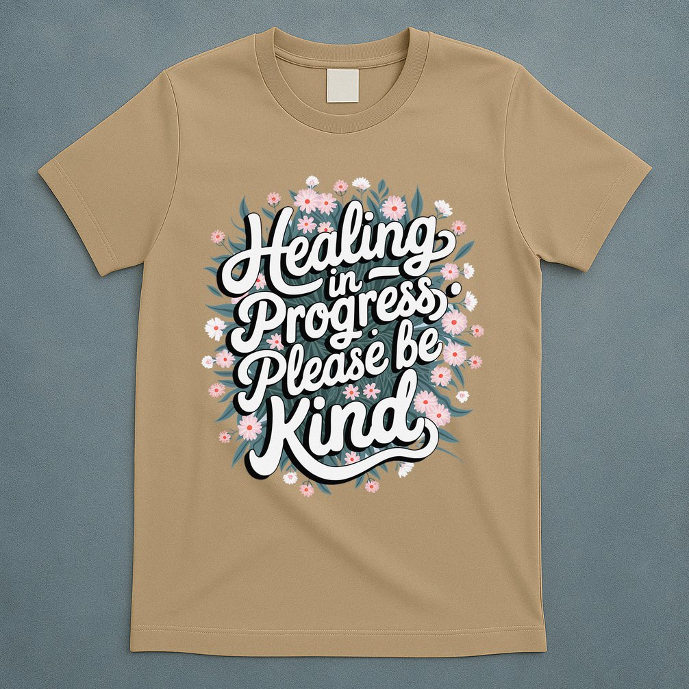 Healing In Progress Please Be Kind Floral Positive T-Shirt