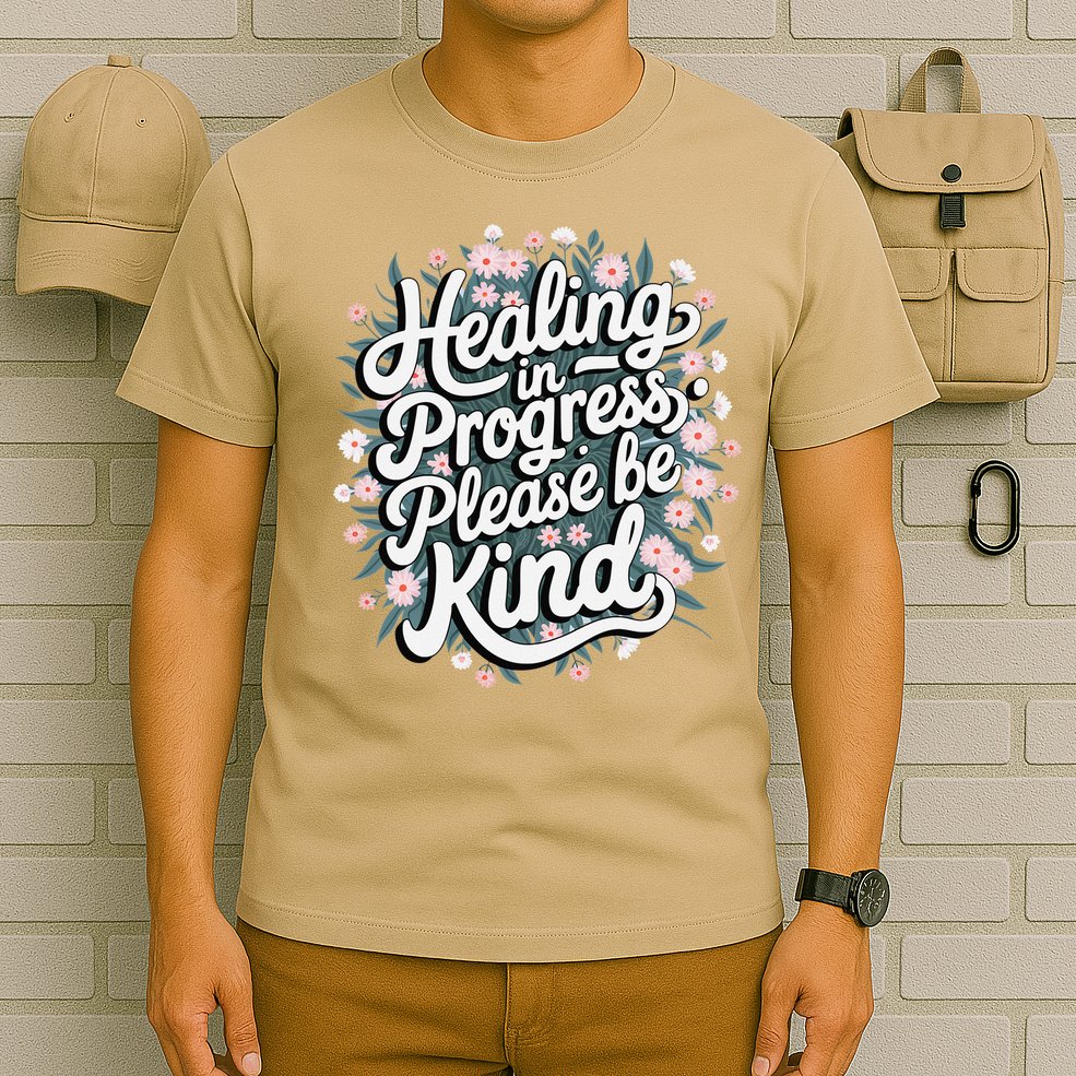 Healing In Progress Please Be Kind Floral Positive T-Shirt