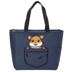 Hamster In Pocket Zip Tote Bag