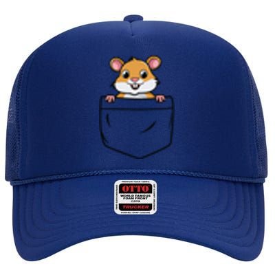 Hamster In Pocket High Crown Mesh Back Trucker Hat