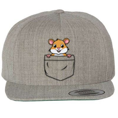 Hamster In Pocket Wool Snapback Cap