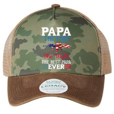Happy Independence Papa The Man The Myth The Best Papa Ever Legacy Tie Dye Trucker Hat