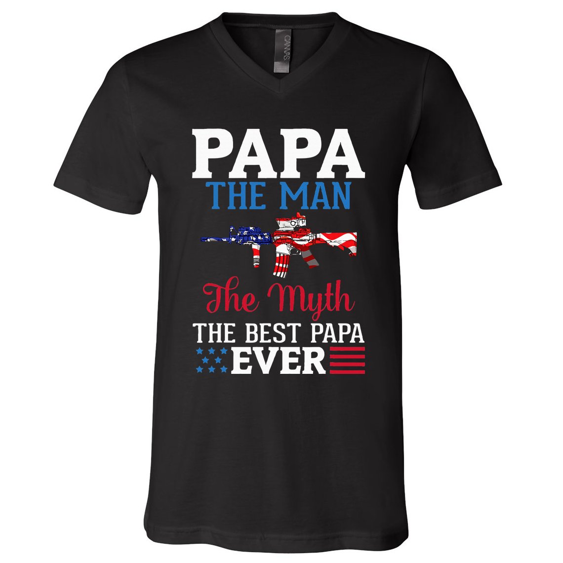 Happy Independence Papa The Man The Myth The Best Papa Ever V-Neck T-Shirt