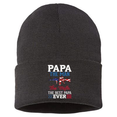 Happy Independence Papa The Man The Myth The Best Papa Ever Sustainable Knit Beanie