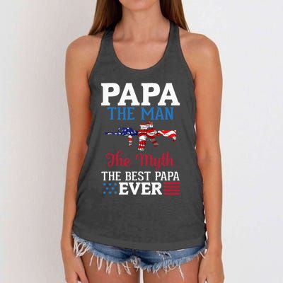 Happy Independence Papa The Man The Myth The Best Papa Ever Women's Knotted Racerback Tank