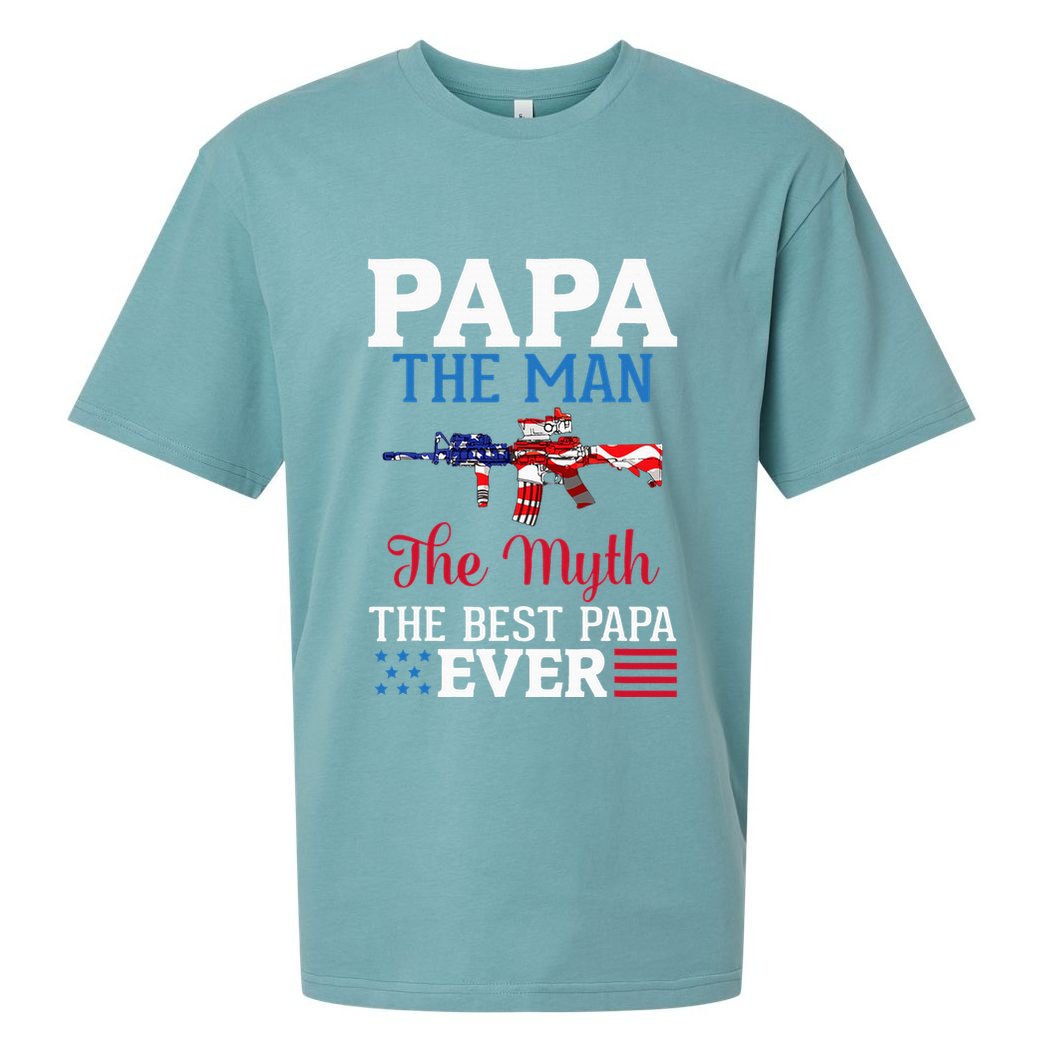 Happy Independence Papa The Man The Myth The Best Papa Ever Sueded Cloud Jersey T-Shirt