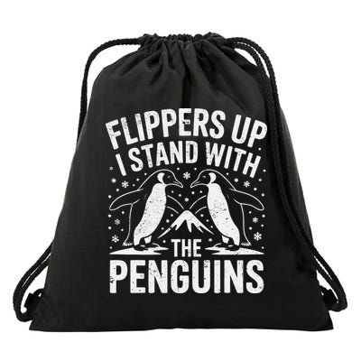 Heard Island Penguin Flippers Up I Stand With The Penguins Drawstring Bag
