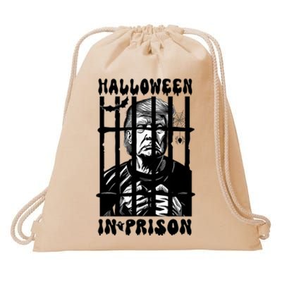 Halloween In Prison Funny Donald Trump Mug Shot Political Drawstring Bag