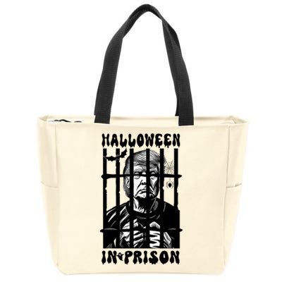 Halloween In Prison Funny Donald Trump Mug Shot Political Zip Tote Bag