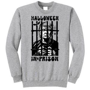 Halloween In Prison Funny Donald Trump Mug Shot Political Tall Sweatshirt