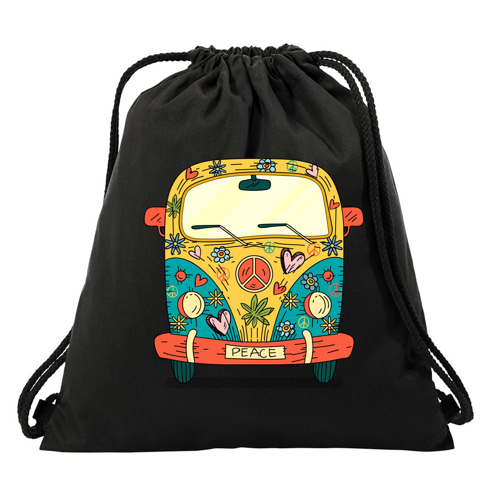 Hippe Peace Van Drawstring Bag