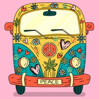 Hippe Peace Van Button
