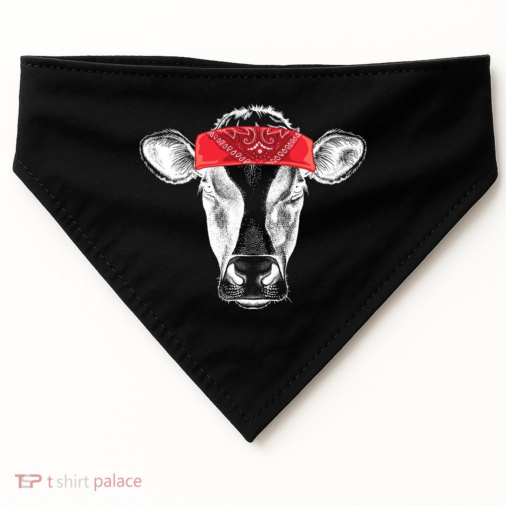 Hippie Cow Red Bandanna  USA-Made Doggie Bandana