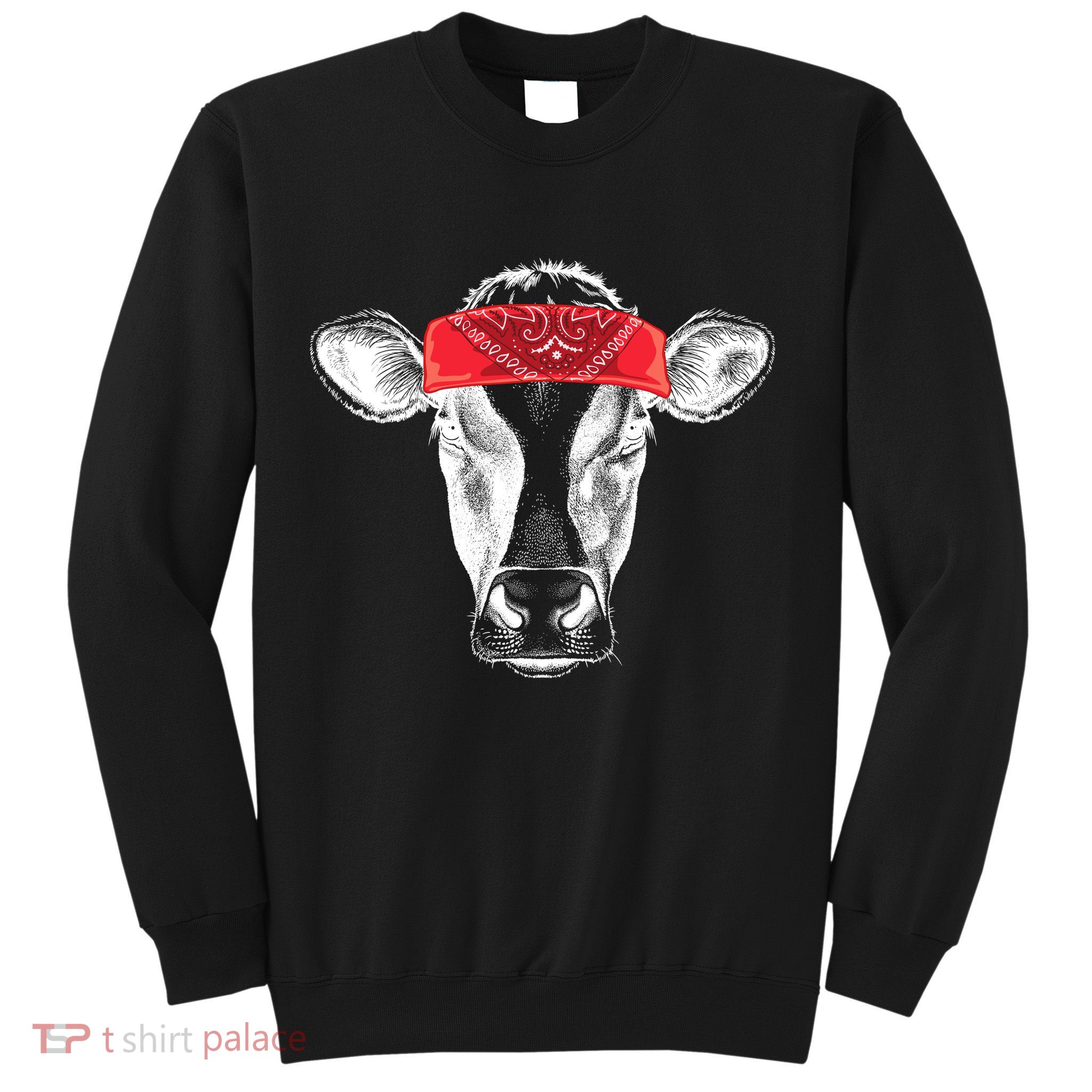 Hippie Cow Red Bandanna  Sweatshirt