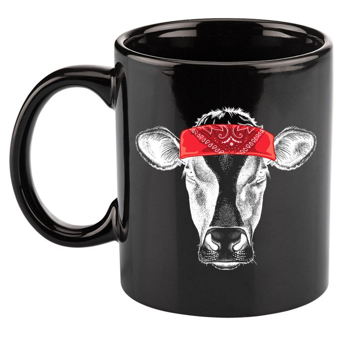 Hippie Cow Red Bandanna  11oz C Handle Ceramic Mug