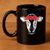 Hippie Cow Red Bandanna  11oz C Handle Ceramic Mug