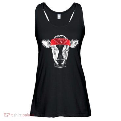 Hippie Cow Red Bandanna  Ladies Essential Flowy Tank