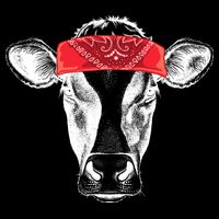 Hippie Cow Red Bandanna  Flatbill Hat