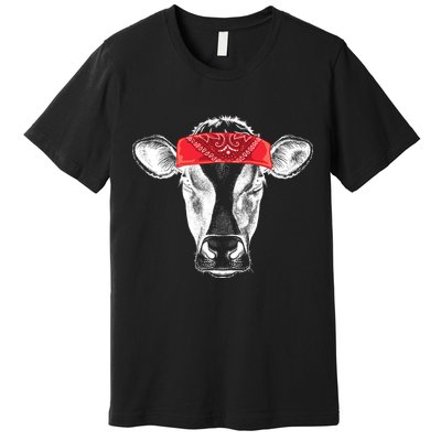 Hippie Cow Red Bandanna  Premium T-Shirt