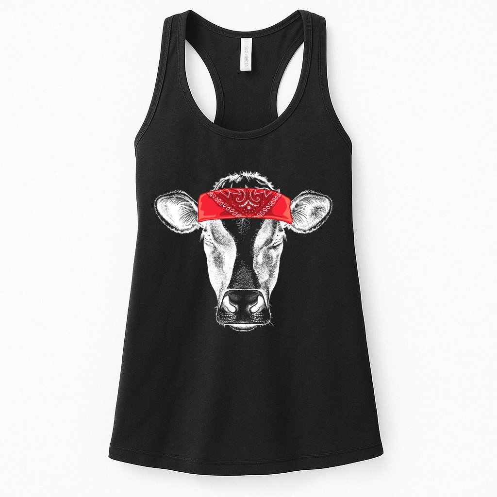 Hippie Cow Red Bandanna  Womens Tank Top