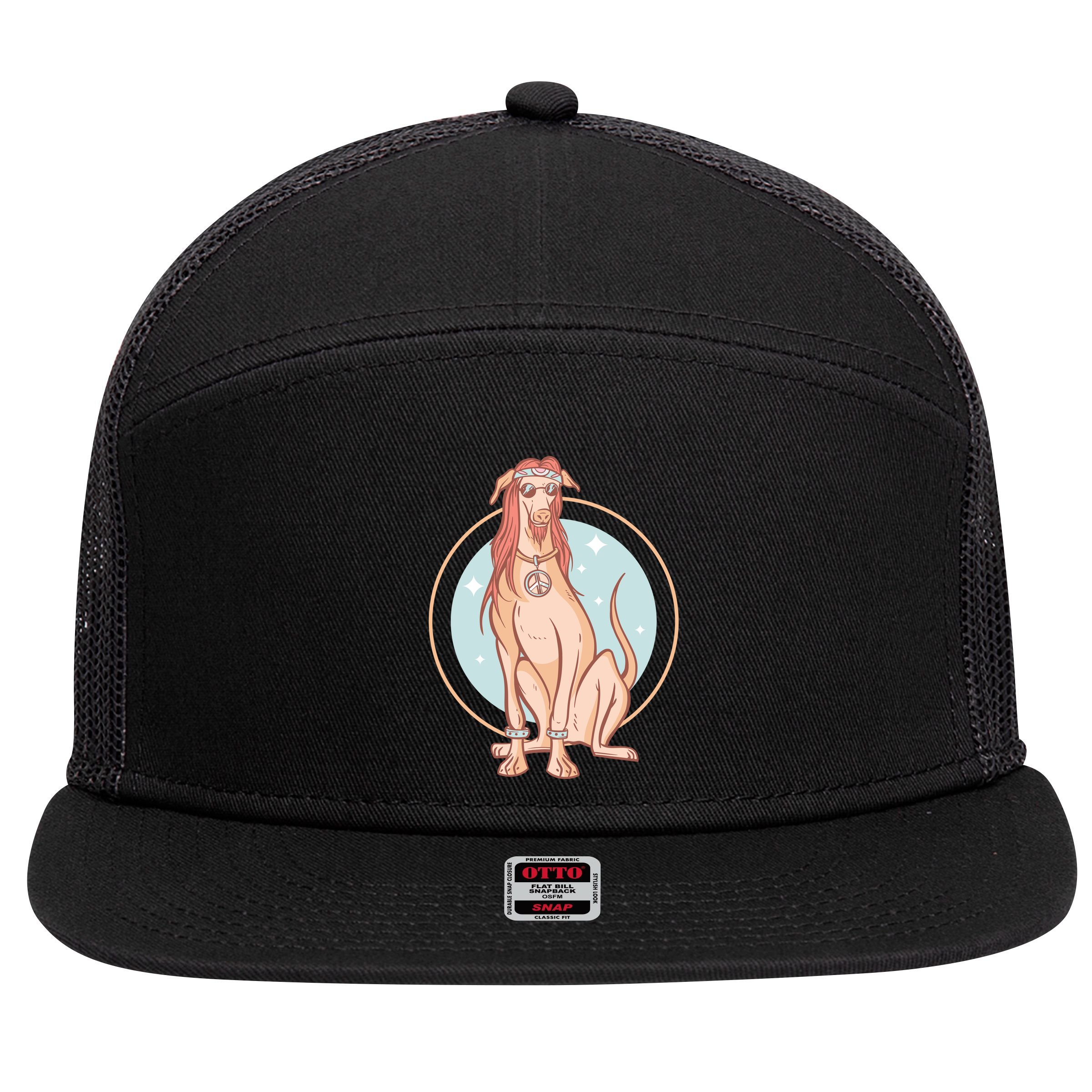 Hippie Dog 7 Panel Mesh Trucker Snapback Hat
