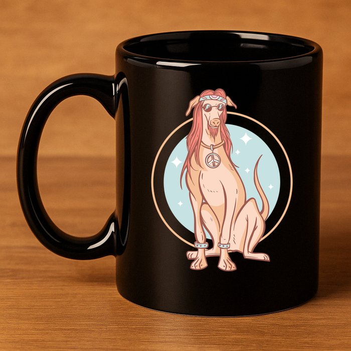 Hippie Dog 11oz C Handle Ceramic Mug