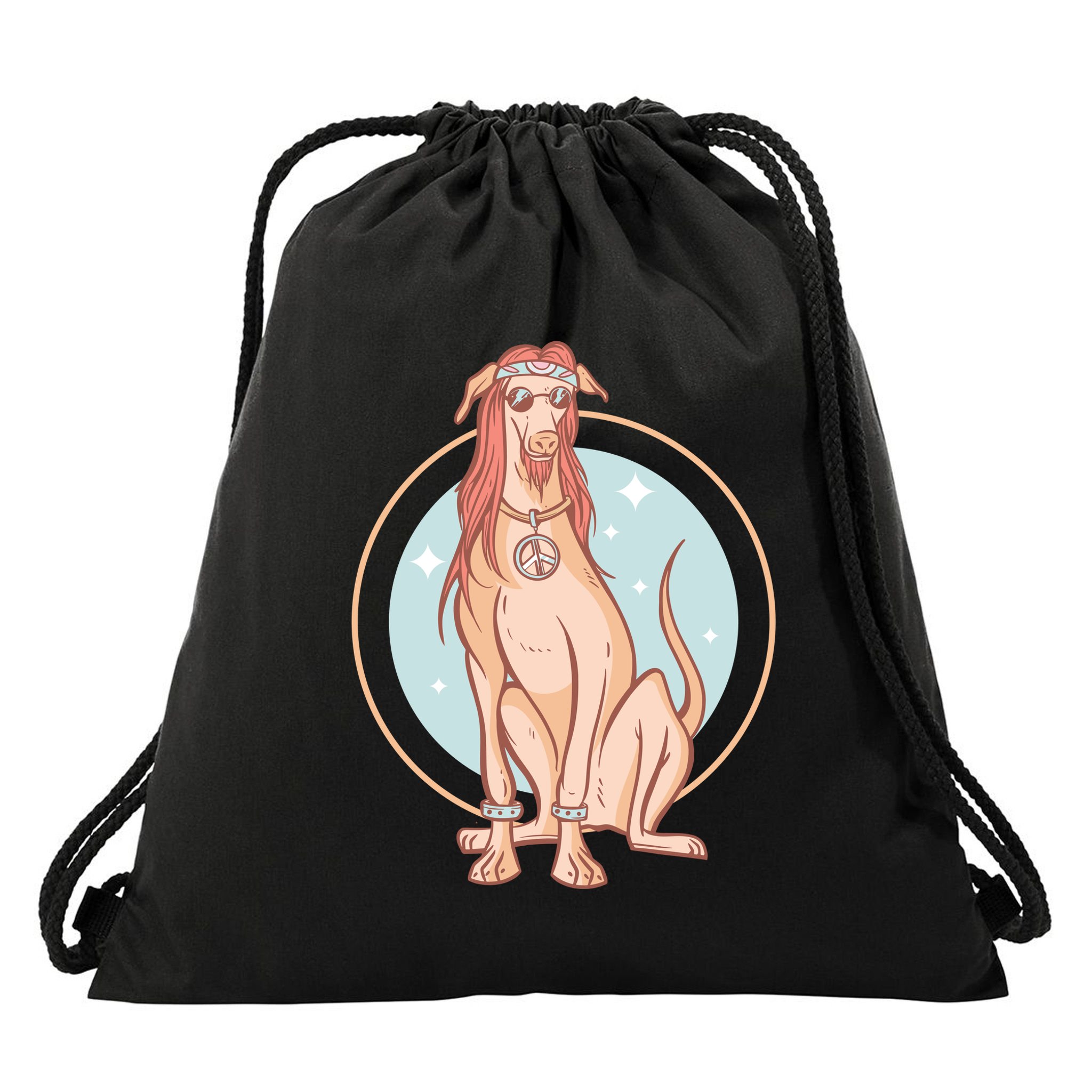 Hippie Dog Drawstring Bag