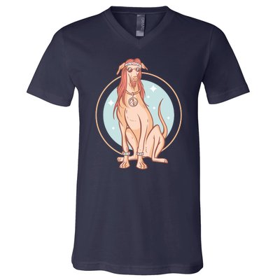 Hippie Dog V-Neck T-Shirt