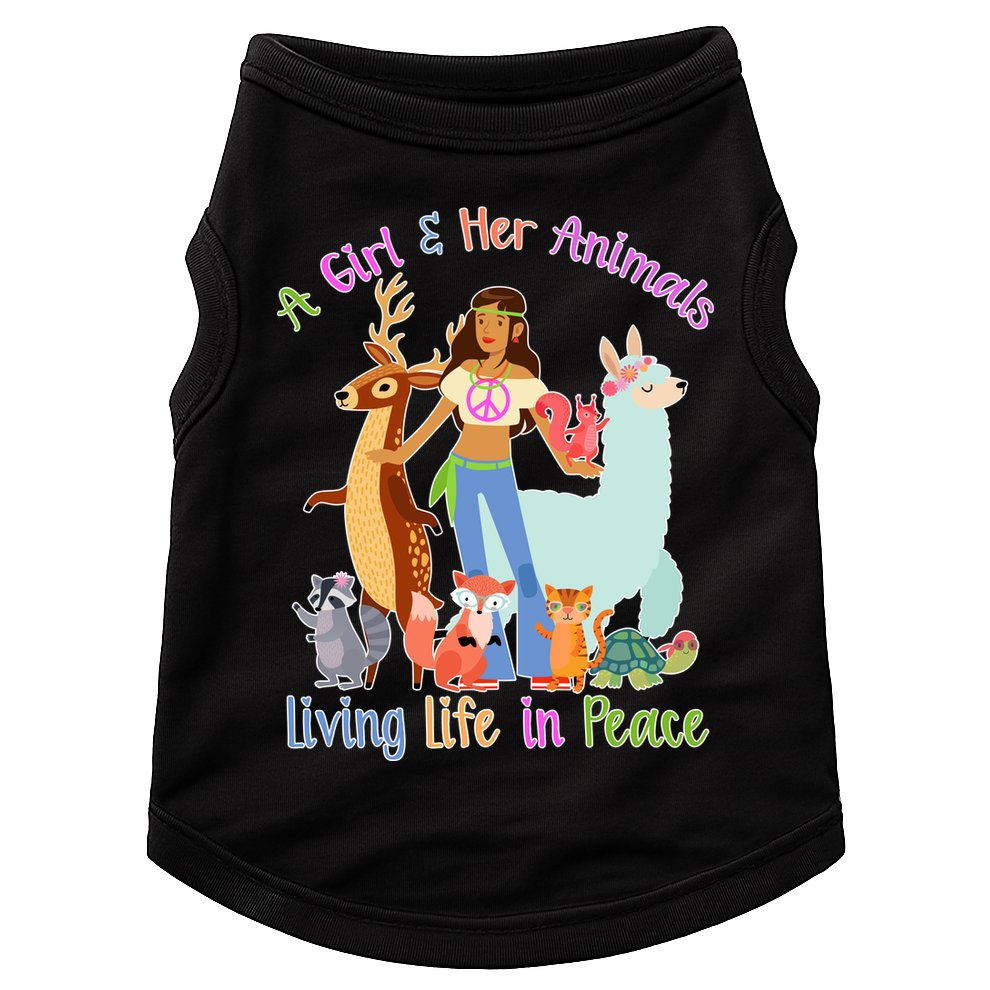 Hippie Girl And Her Animals Living Life Doggie Tank