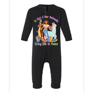 Hippie Girl And Her Animals Living Life Infant Fleece One Piece