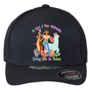 Hippie Girl And Her Animals Living Life Flexfit Unipanel Trucker Cap