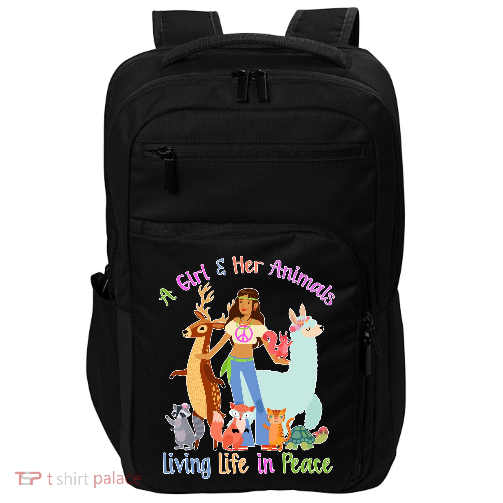 Hippie Girl And Her Animals Living Life Impact Tech Backpack