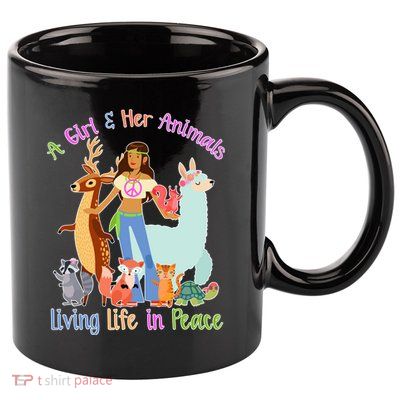 Hippie Girl And Her Animals Living Life 11oz C Handle Ceramic Mug
