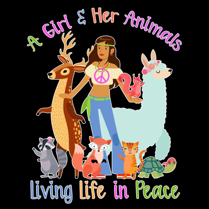 Hippie Girl And Her Animals Living Life Ladies Essential Flowy Tank