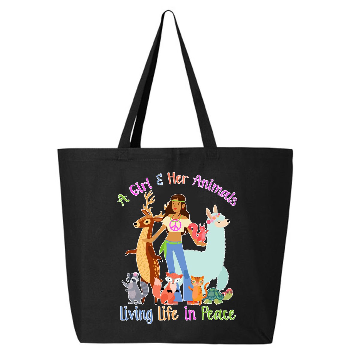 Hippie Girl And Her Animals Living Life 25L Jumbo Tote