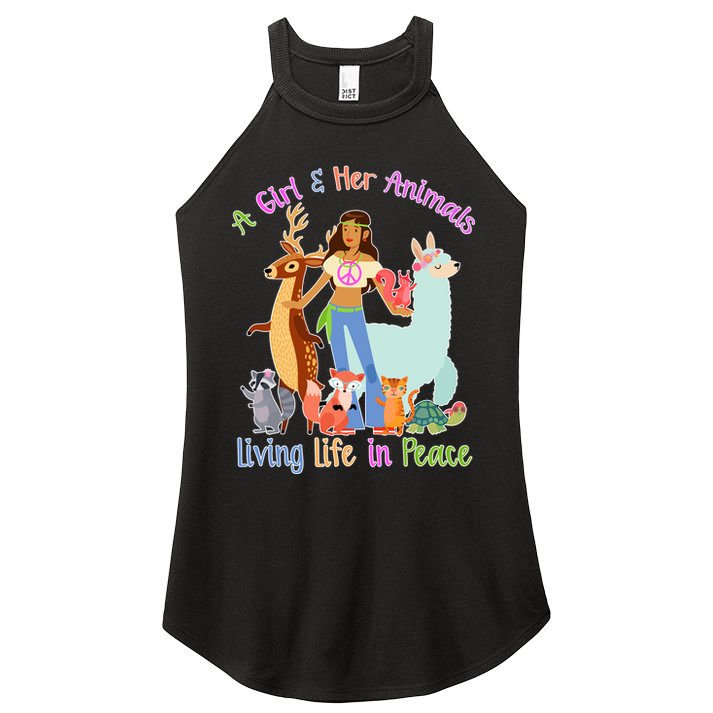 Hippie Girl And Her Animals Living Life Women's Perfect Tri Rocker Tank