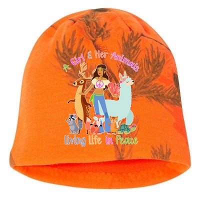 Hippie Girl And Her Animals Living Life Kati - Camo Knit Beanie