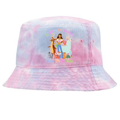 Hippie Girl And Her Animals Living Life Tie-Dyed Bucket Hat