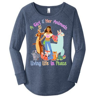 Hippie Girl And Her Animals Living Life Women's Perfect Tri Tunic Long Sleeve Shirt