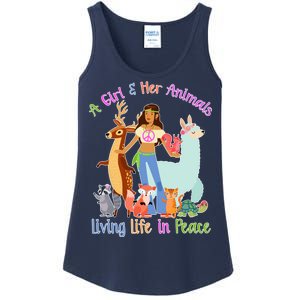 Hippie Girl And Her Animals Living Life Ladies Essential Tank