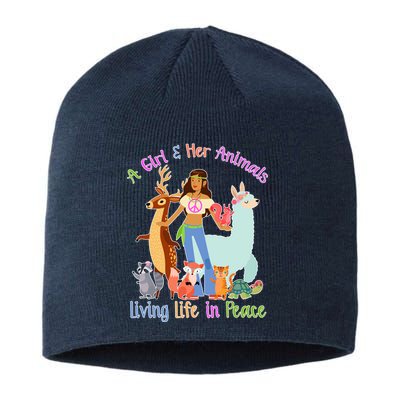 Hippie Girl And Her Animals Living Life Sustainable Beanie