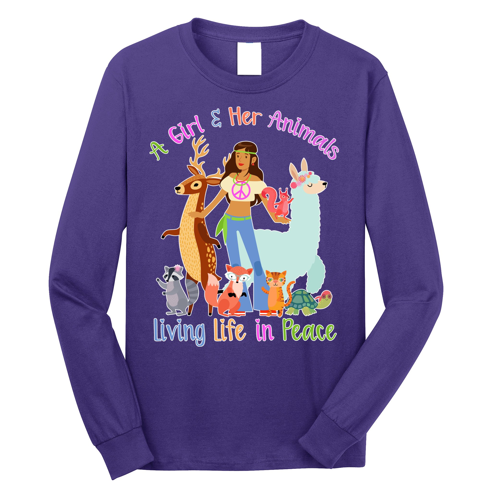 Hippie Girl And Her Animals Living Life Long Sleeve Shirt